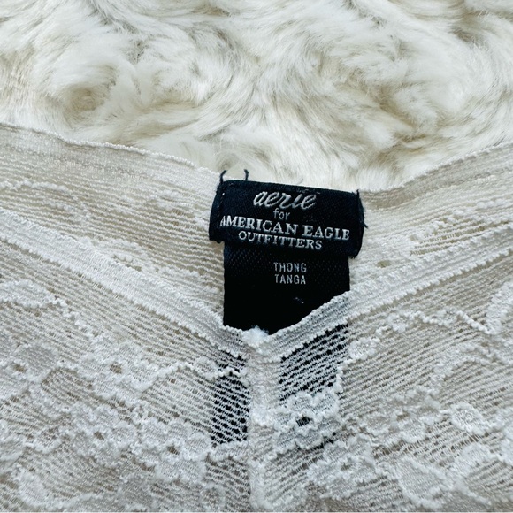Aerie American Eagle Outfitters Lace Thong Tanga White Underwear Undies Panties - Picture 2 of 5